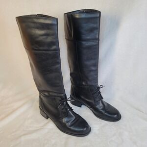 Blondo Tall Riding Boots 7.5 B Black Equstrian Knee High Whimsigoth Steampunk